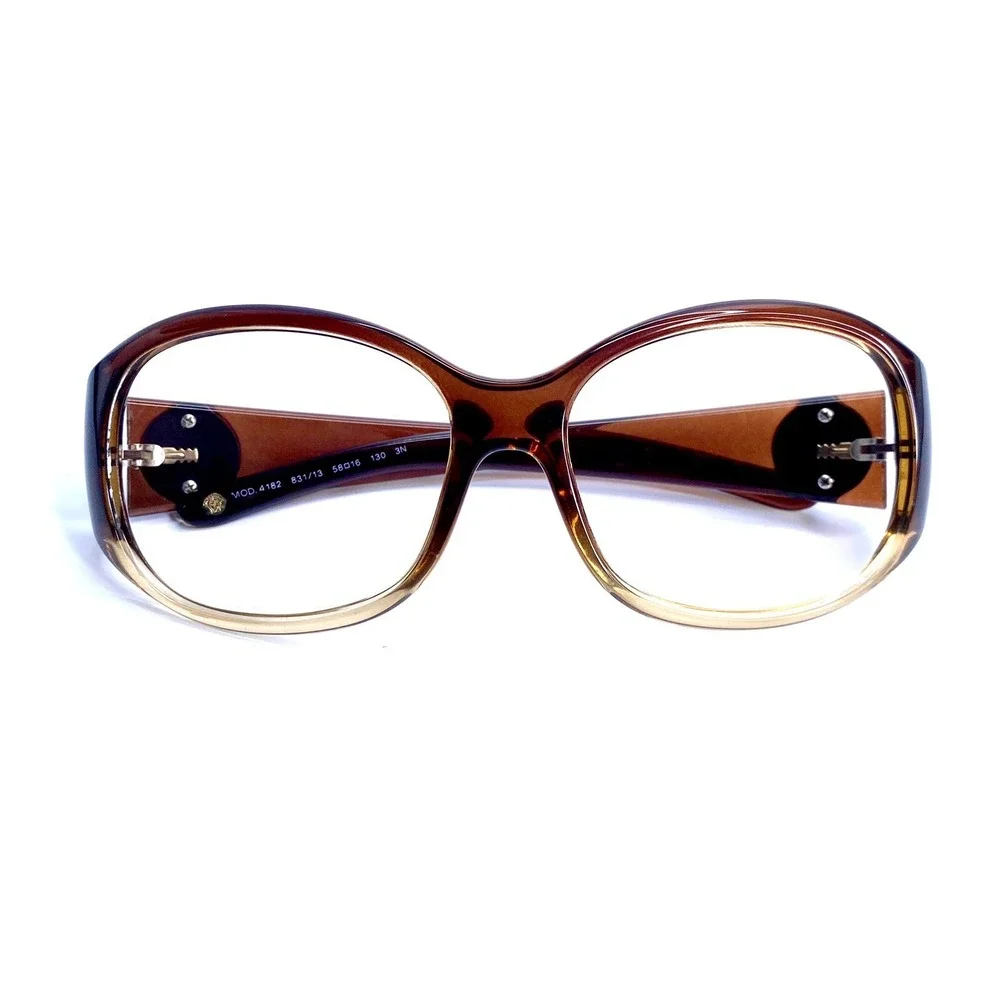 Versace Brown Beige Ombre Oval Wrap Medusa Eyeglasses Italy MOD 4182 58 16 130
